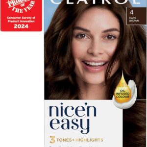 Clairol Nice'n Easy Crème Permanent Hair Dye, 4 Dark Brown, 230g