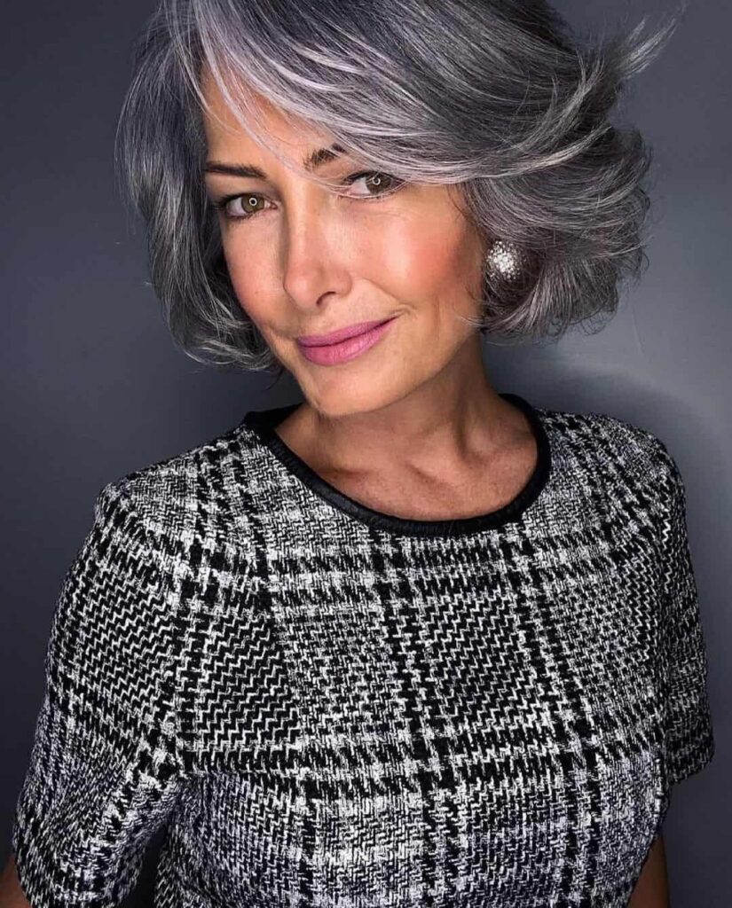 Wavy Cropped Bob on Grey Hair